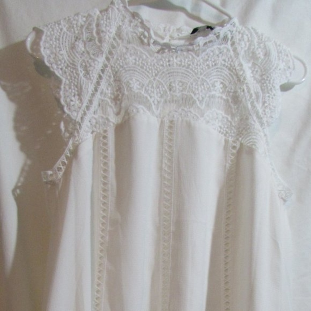 LULUS SIZE S WOMEN'S DRESS WHITE LACE SLEEVELESS PARTY SHOWER BEACH SUMM…